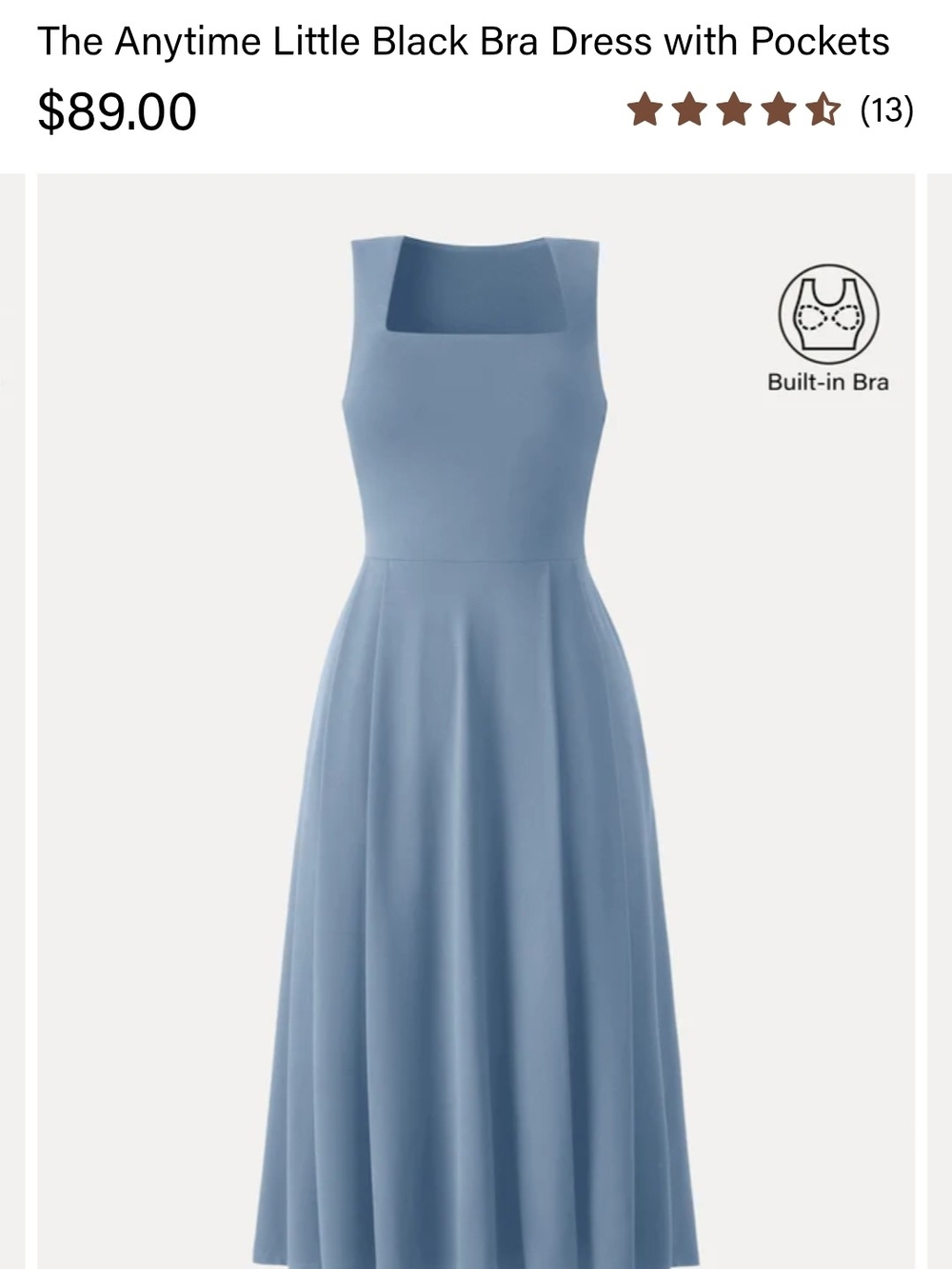 The Anytime Little Bra Dress with Pockets - Arctic Mist Blue